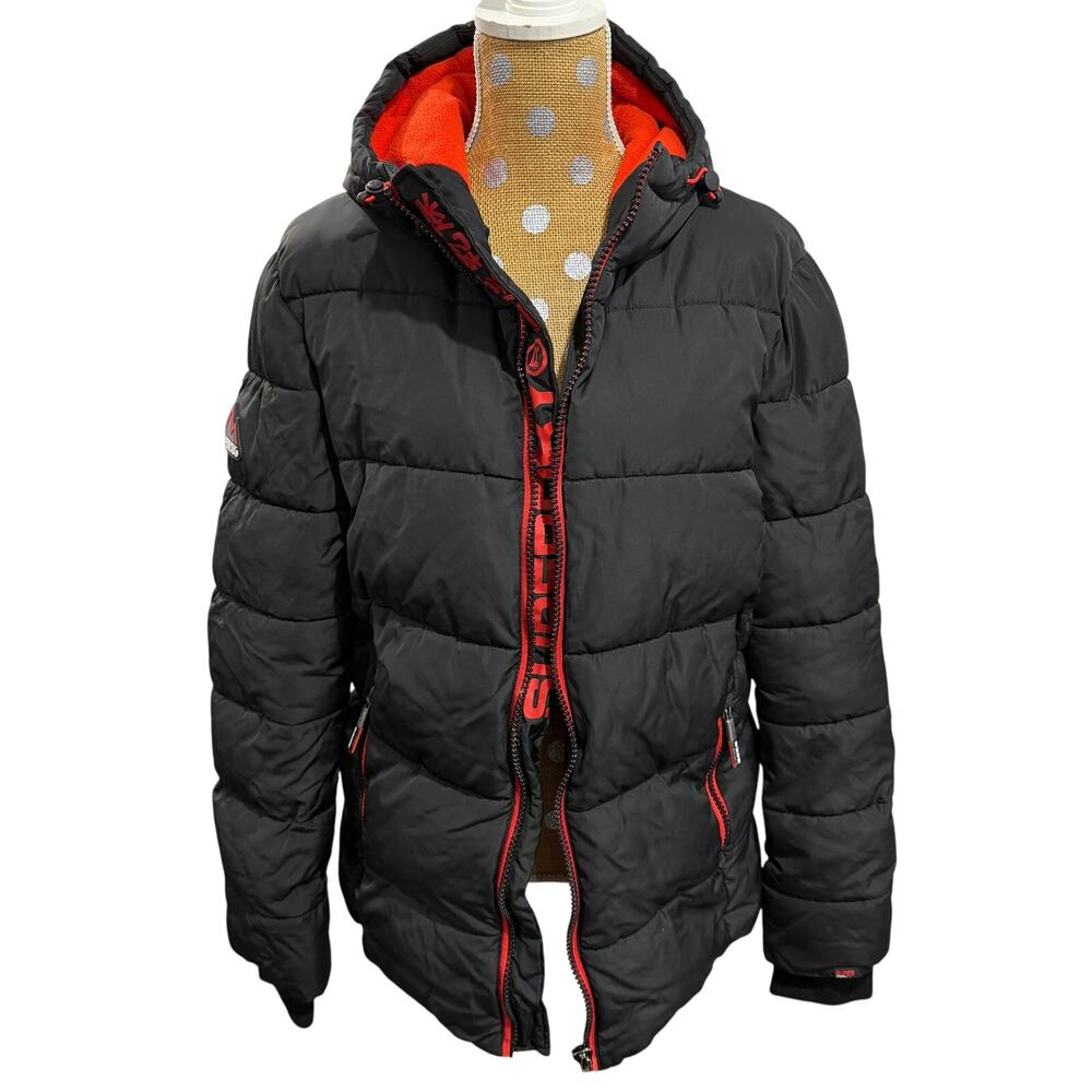 Superdry Men's Sports Puffer jacket Black/Red Size Medium